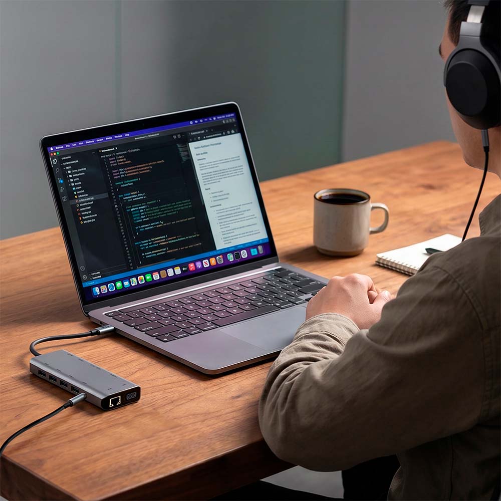 Hub USB-C 12 en 1 | Gatex Dock HD795 | Advanced Series Titanio