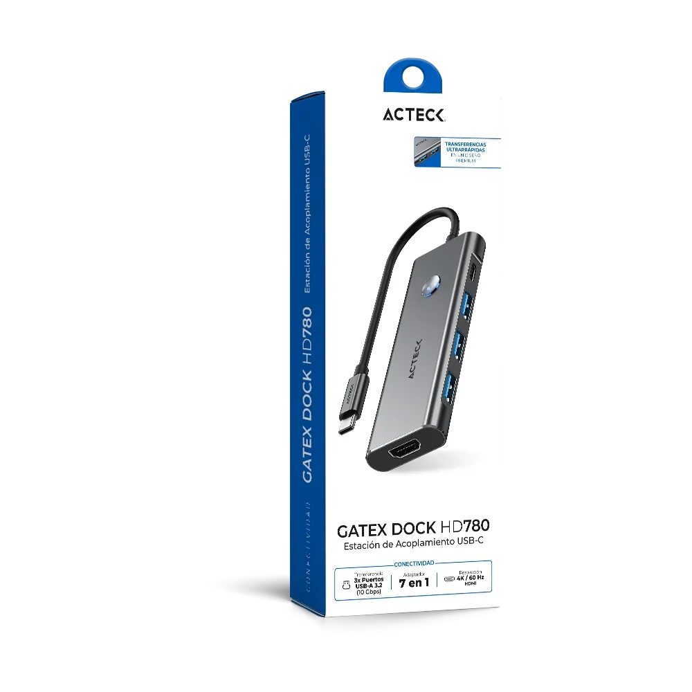 Hub OTS USB-C 8 en 1 | Gatex Dock HD780 | Advanced Series Titanio