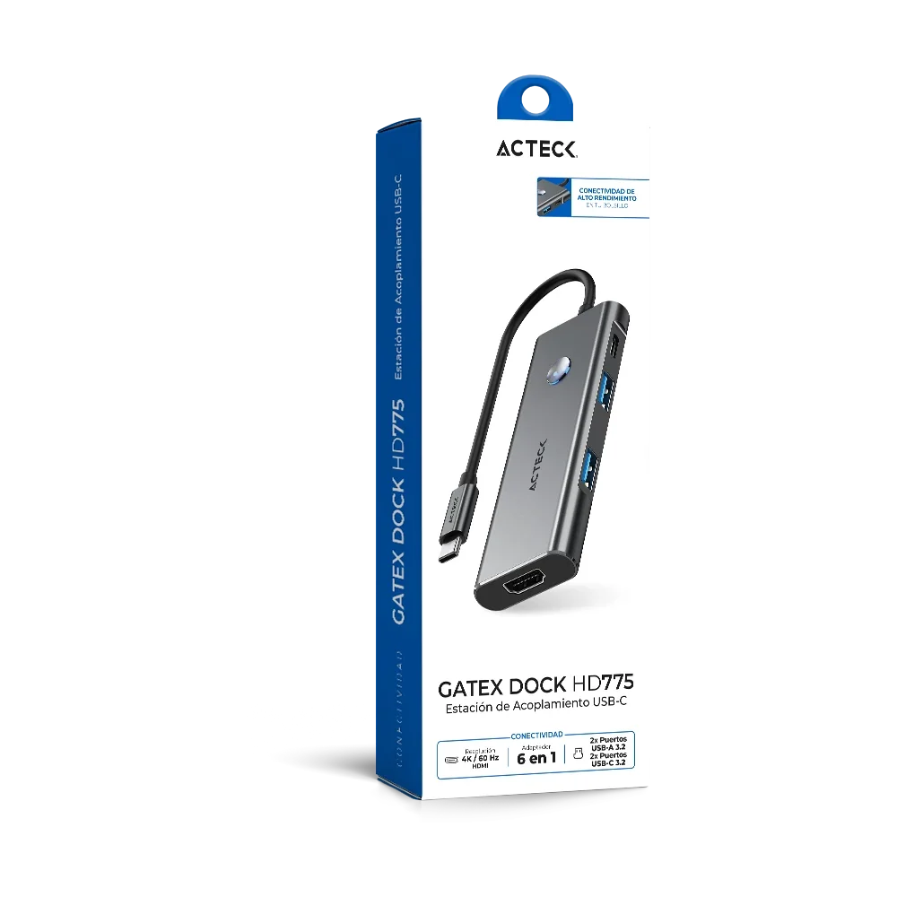 Hub OTS USB-C 7 en 1 | Gatex Dock HD775 | Advanced Series Titanio