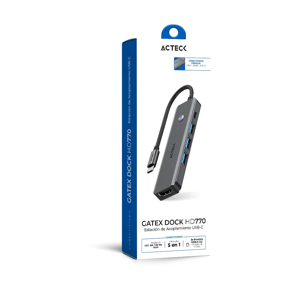 Hub OTS USB-C 5 en 1 | Gatex Dock HD770 | Advanced Series Titanio