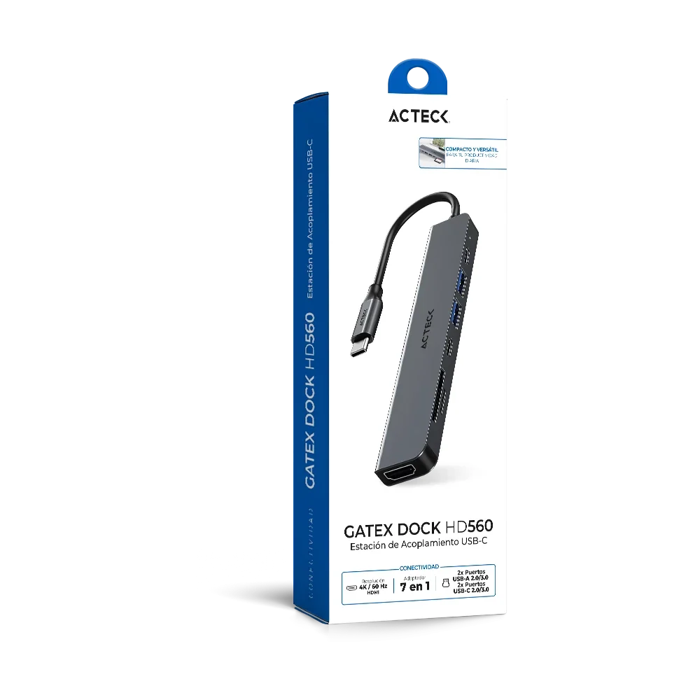 Hub USB-C 7 en 1 | Gatex Dock HD560 | Advanced Series Titanio