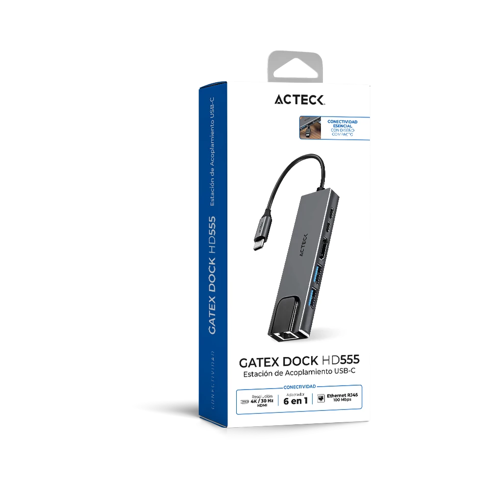Hub USB-C 6 en 1 | Gatex Dock HD555 | Advanced Series Titanio