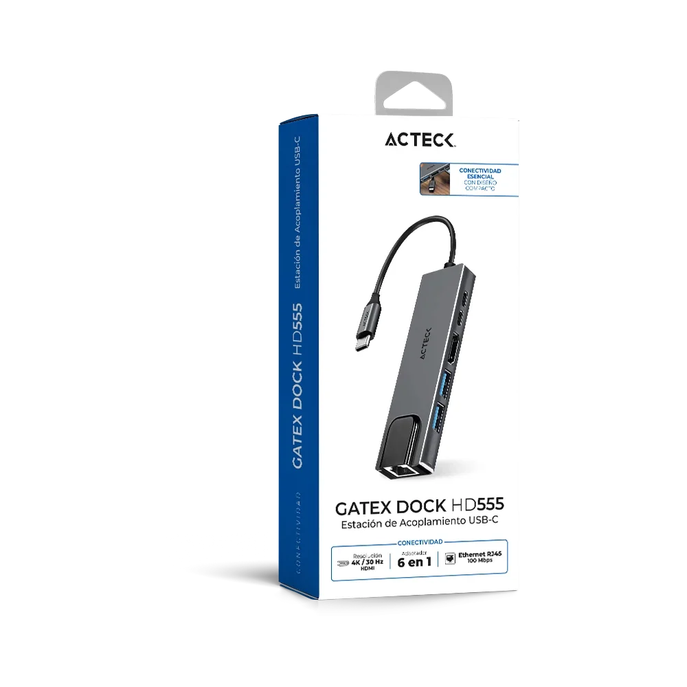 Hub USB-C 6 en 1 | Gatex Dock HD555 | Advanced Series Titanio