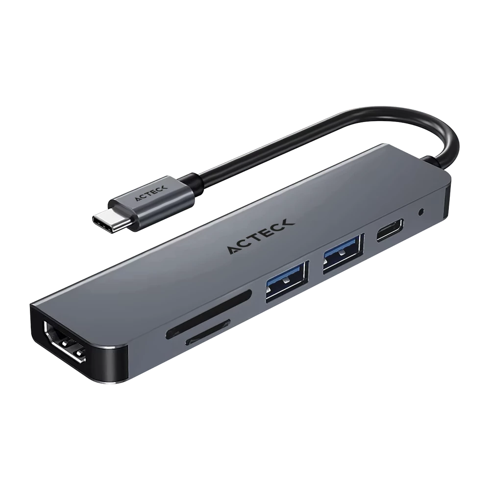 Hub USB-C 6 en 1 | Gatex Dock HD550 | Advanced Series Titanio