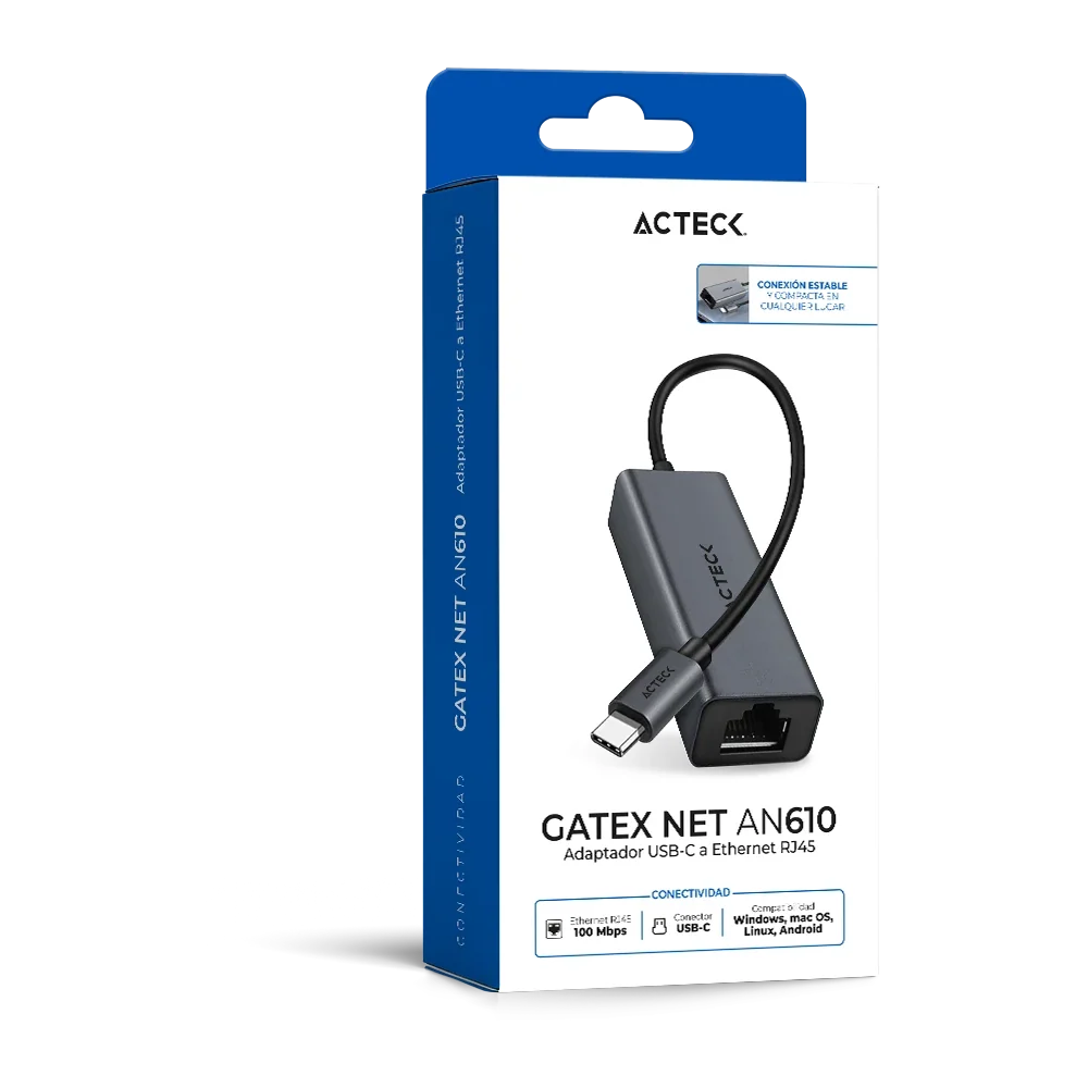 Adaptador USB-C a Ethernet | Gatex Net AN610 | Essential Series Titanio