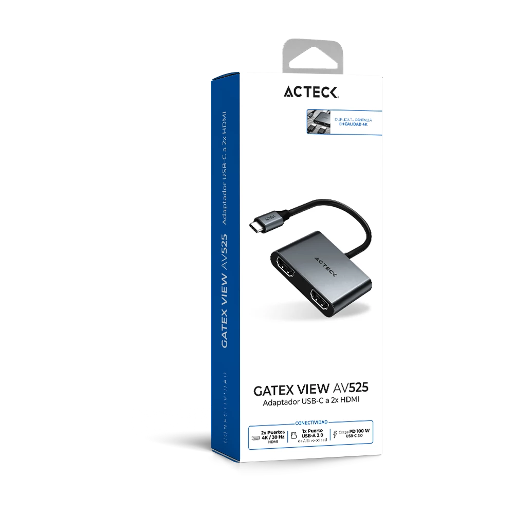 Adaptador USB-C a 2x HDMI | Gatex View AV525 | Advanced Series Titanio