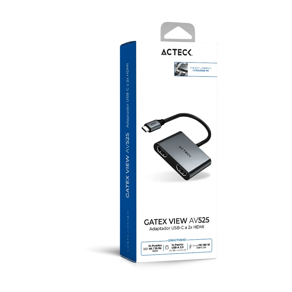 Adaptador USB-C a 2x HDMI | Gatex View AV525 | Advanced Series Titanio