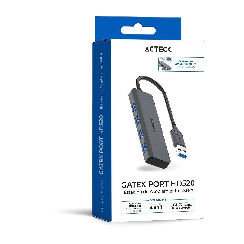 Hub USB-A 4 en 1 | Gatex Port HD520 | Advanced Series Titanio