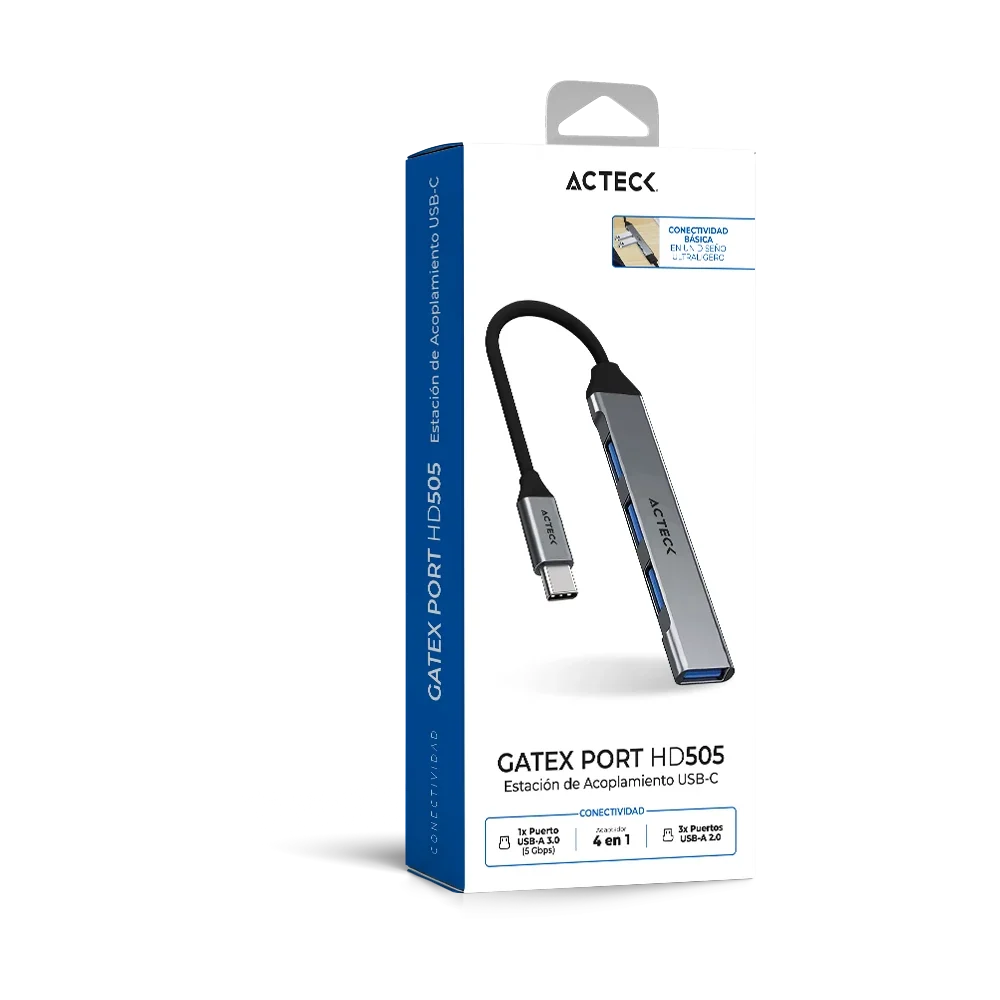 Hub USB-C 4 en 1 | Gatex Port HD505 | Essential Series Titanio