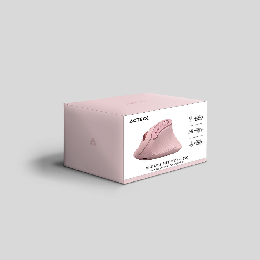 Mouse Ergonómico Vertical | Virtuos Fitt Pro MI770 | Rosa