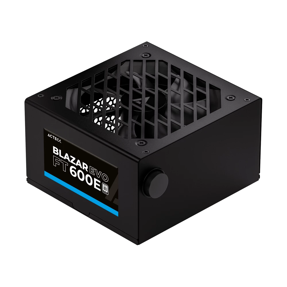 Fuente de Poder Blazar Evo FT600E ATX 600W / 1x20+4 pin + 1xAtx12V 4 + 1xPcie 6+2 pin + 2xSata + 2xMolex 4 pin / Negro