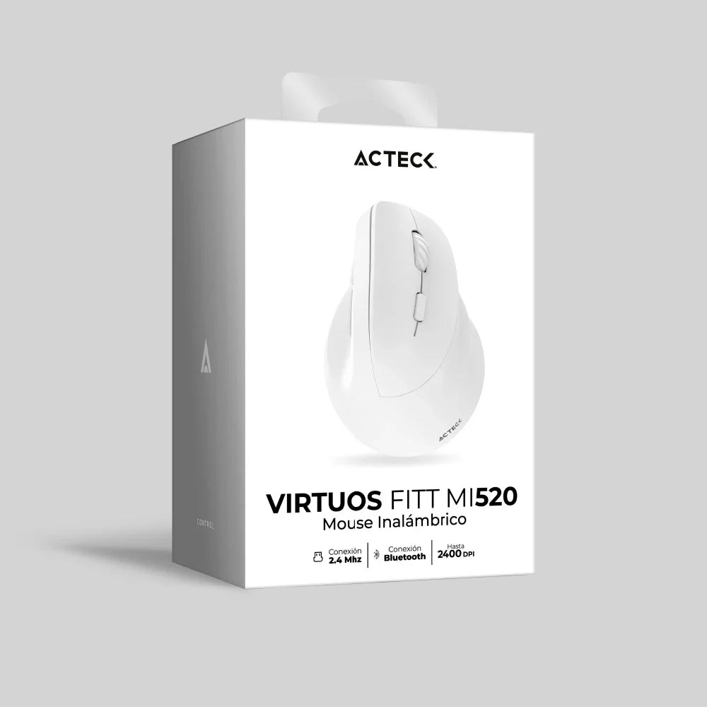 Mouse Ergonómico Vertical | Virtuos Fitt MI520 | Blanco