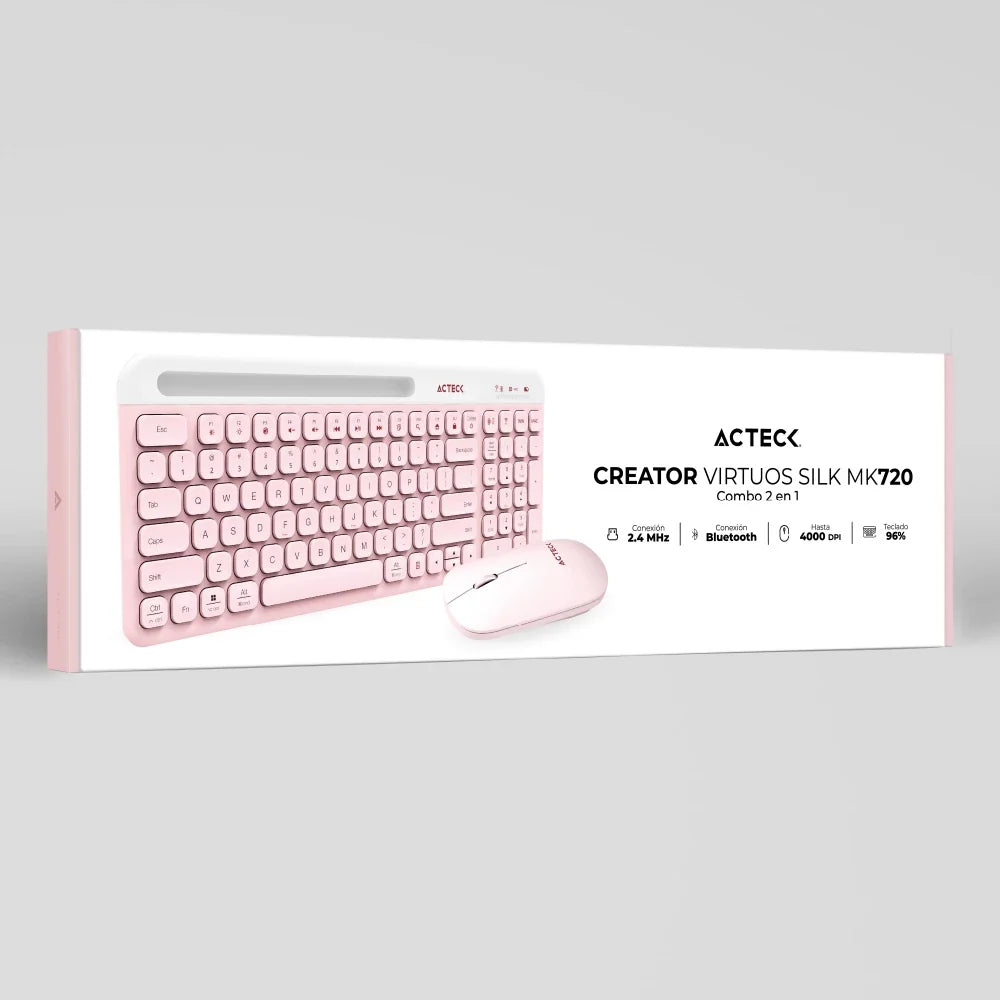 Combo Teclado y Mouse | Creator Virtuos Silk MK720 | Rosa