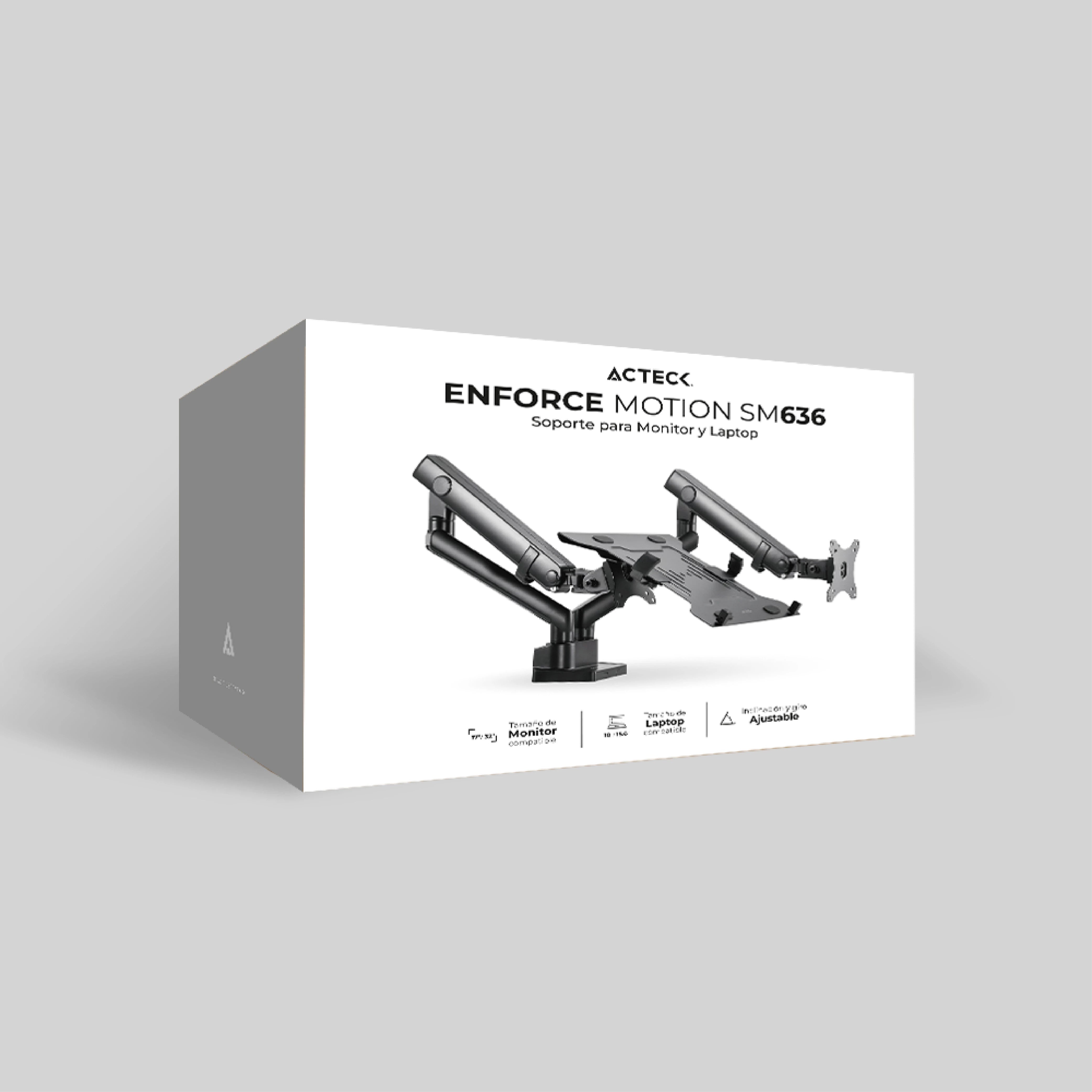 Soporte Mecánico para Escritorio Articulado para 1 Monitor + 1 Laptop / 17" - 32" | Enforce Motion SM636 | Negro