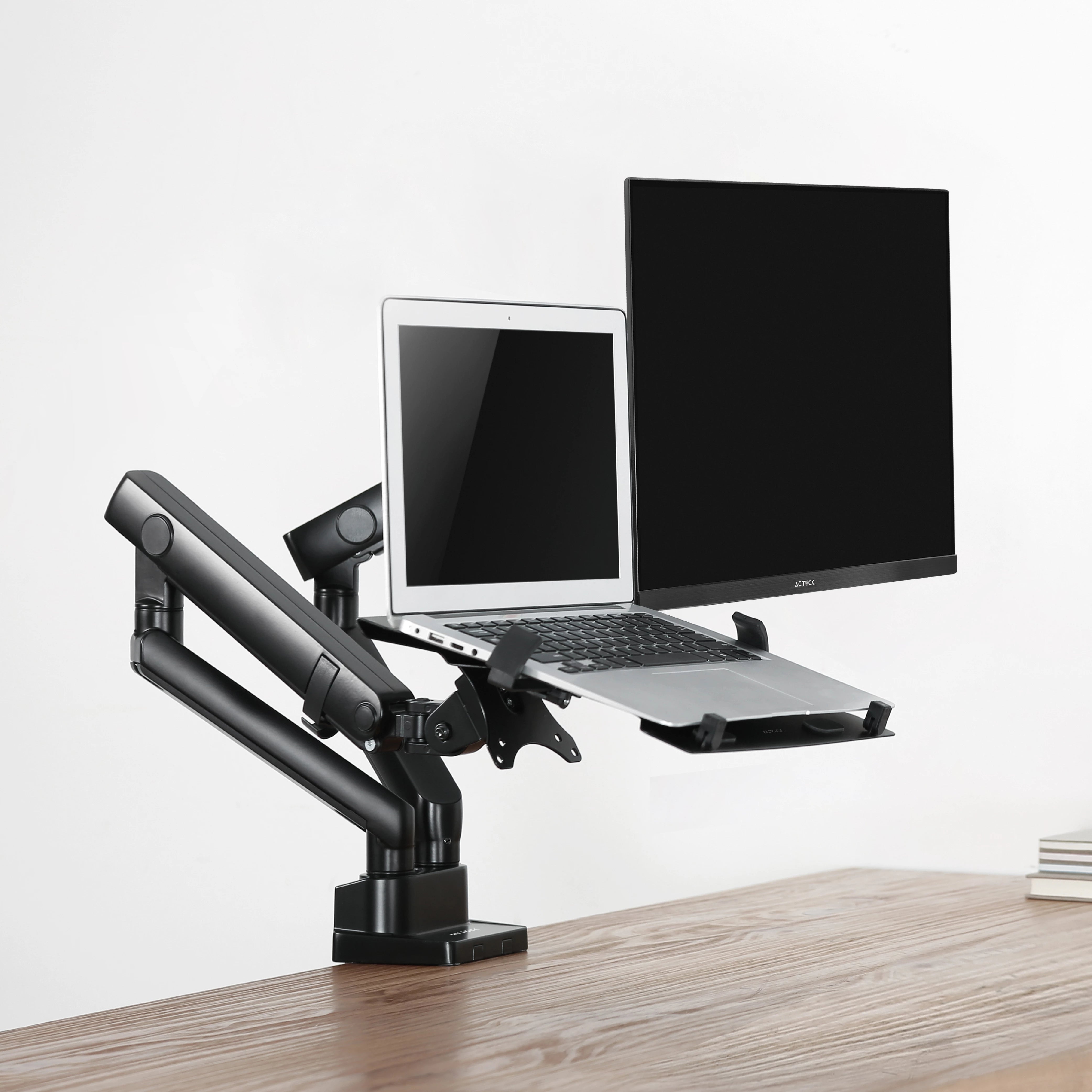 Soporte Mecánico para Escritorio Articulado para 1 Monitor + 1 Laptop / 17" - 32" | Enforce Motion SM636 | Negro