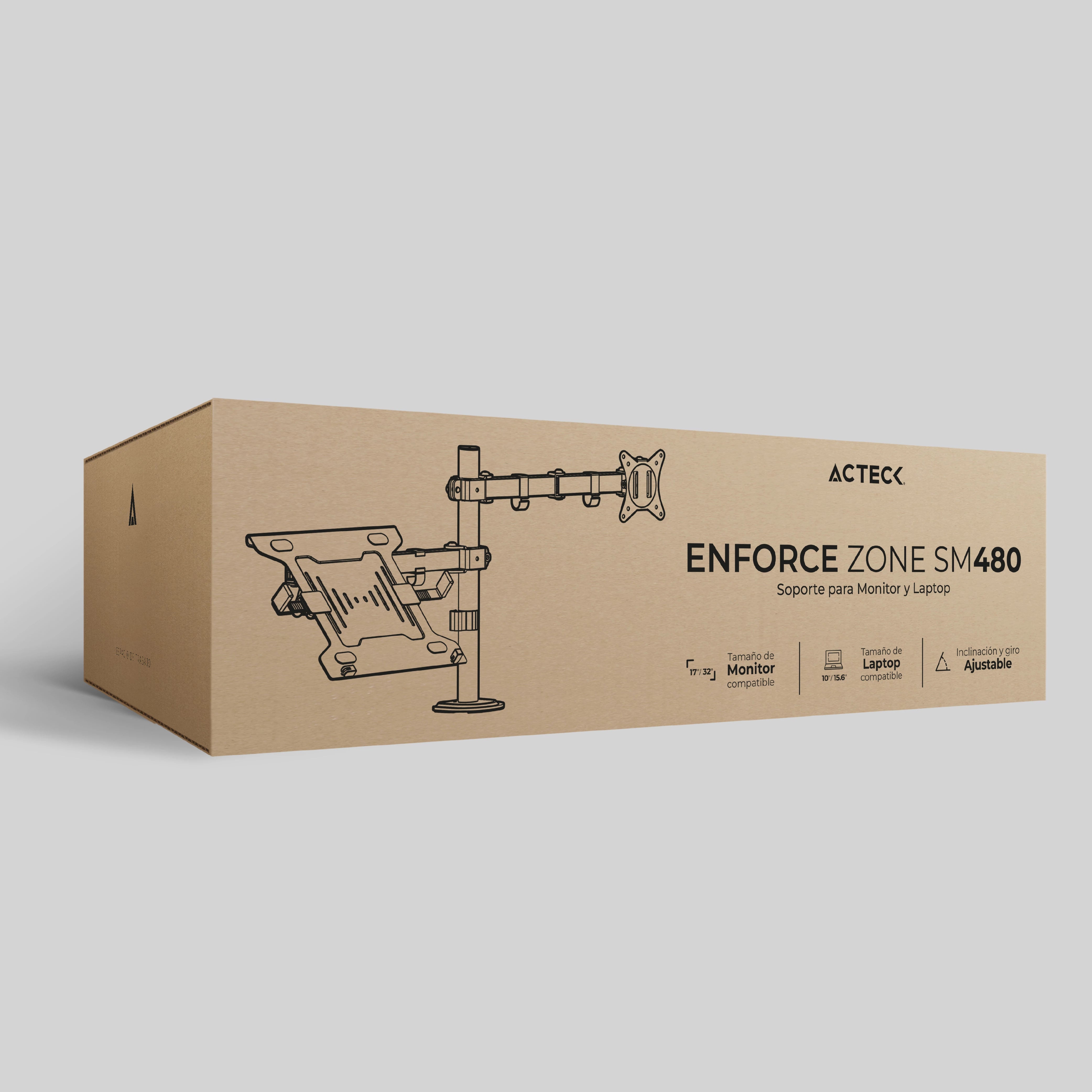 Soporte Articulado para Escritorio Articulado para 1 Monitor + 1 Laptop / 17" - 32 " | Enforce Zone SM480 | Negro