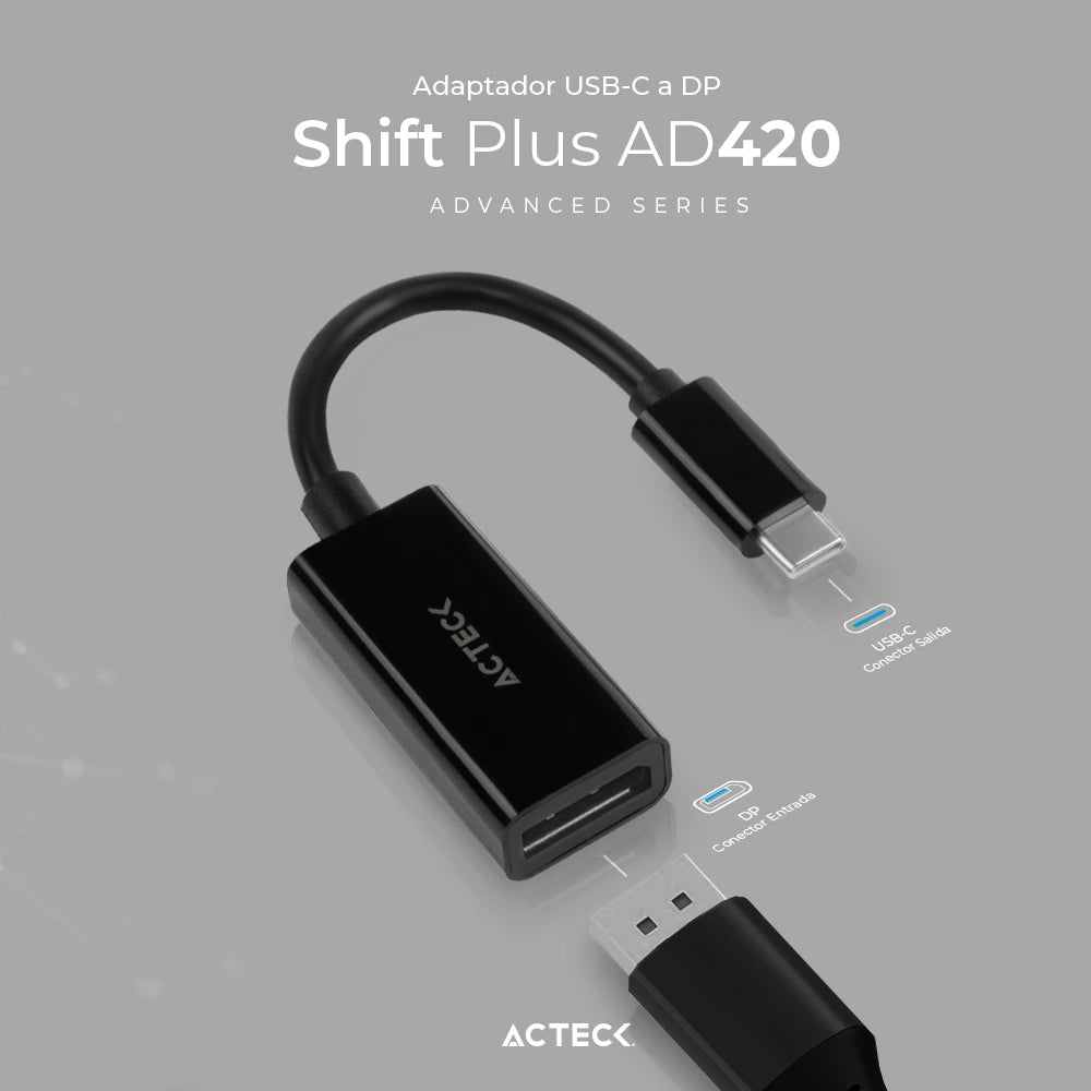Adaptador USB C a DisplayPort | Shift Plus AD420 | Para Video Hasta 4k