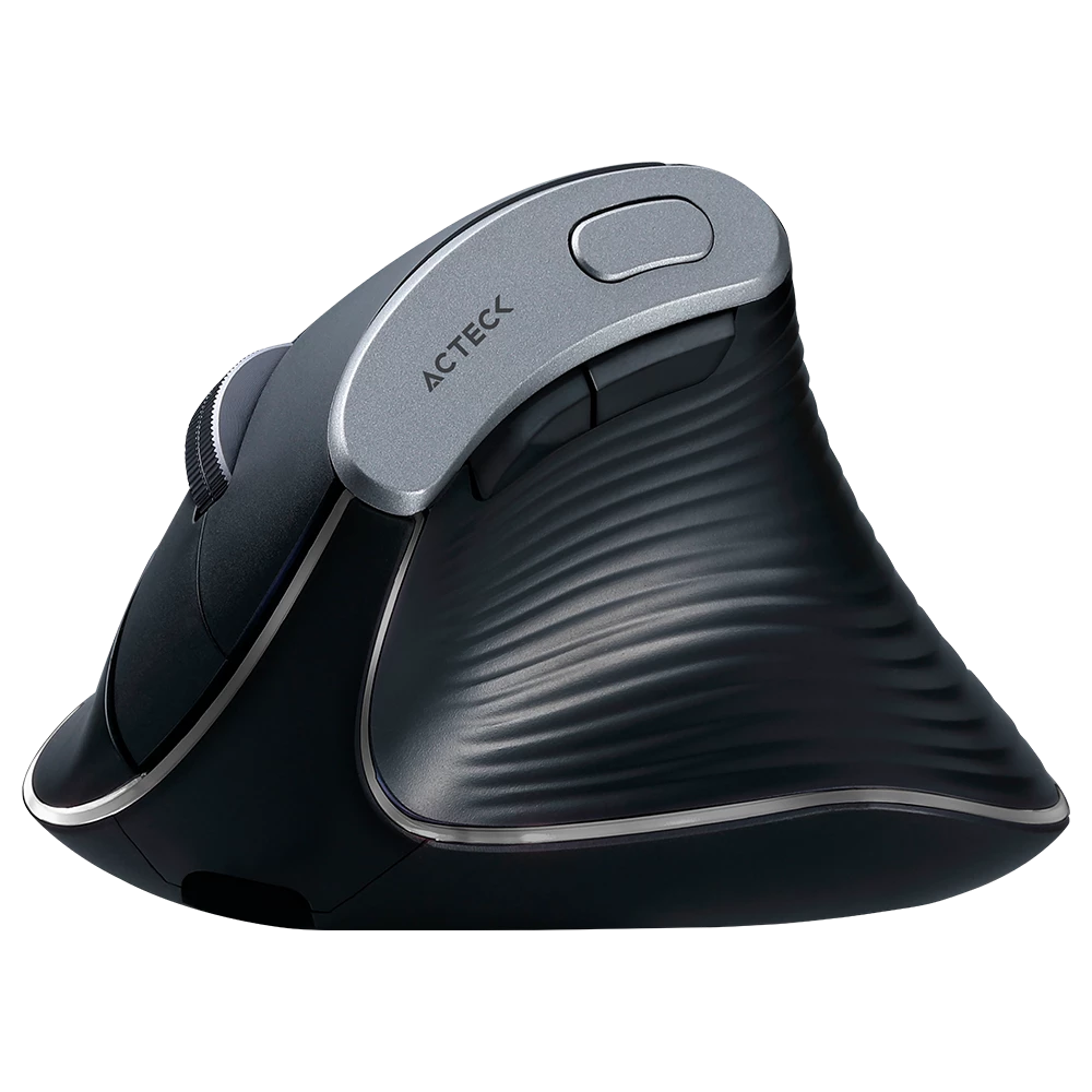 Mouse Ergonómico Vertical | Virtuos Fitt Pro MI770 | 2.4 Ghz + 2 Modos Bluetooth de 2,400 DPI s 3 Nvl + Scroll rapido + 8 Botones + Bat Recarga 50h + USB-C Elite Series Negro