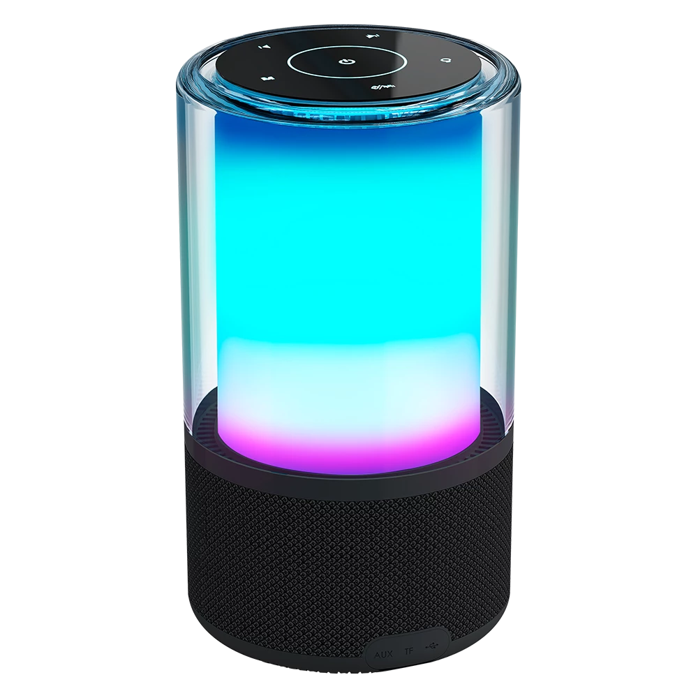 Bocina Portátil de ambientación | Glee Pure AP70 | Bluetooth 5.2 + 20W + Alimentación Tipo-C- Iluminación de Efectos Batería Recargable Li-Ion de 5h | Elite Series Negro