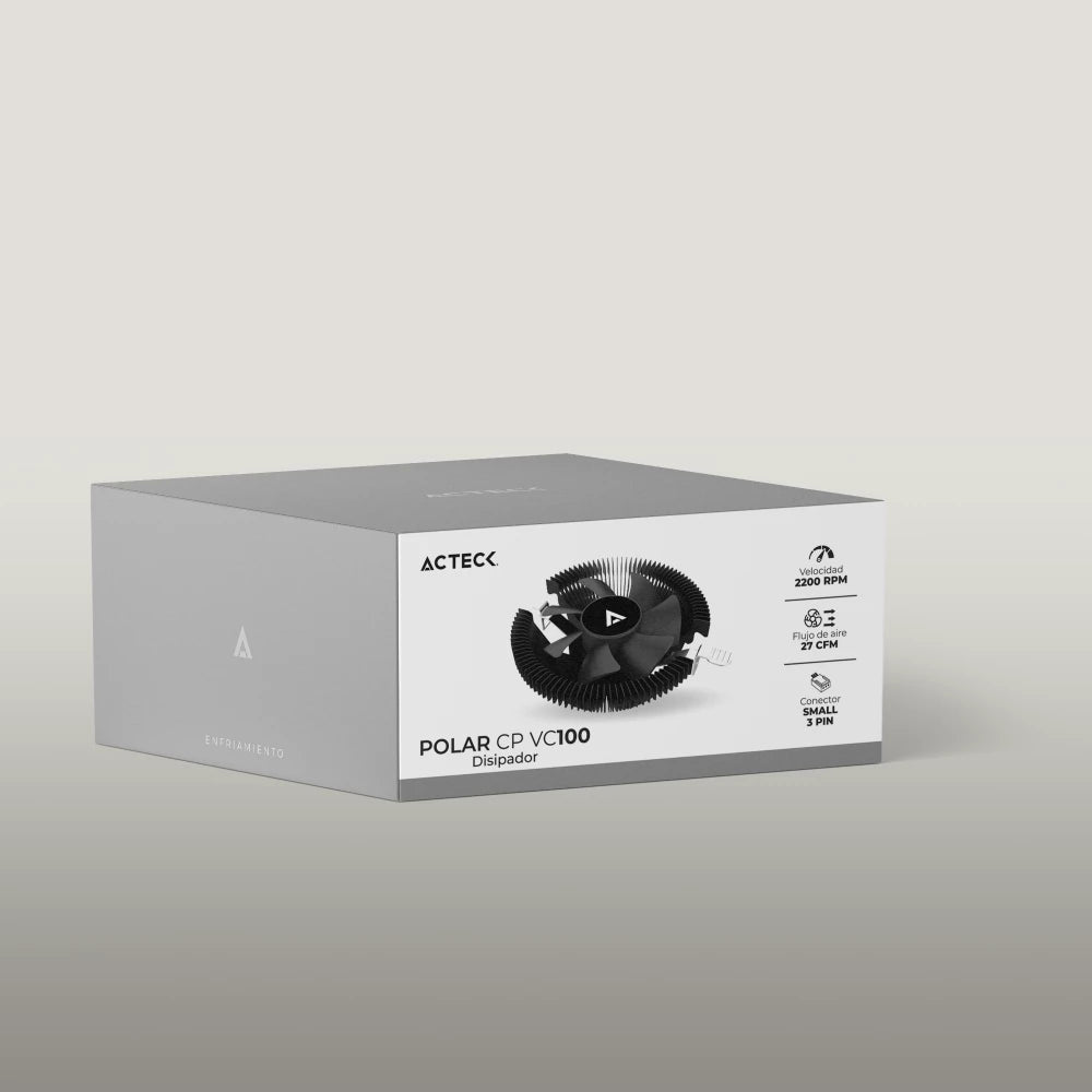 Ventilador Polar CP VC100 para CPU / Disipador de aluminio/ Silencioso / 2200 RPM/ Negro