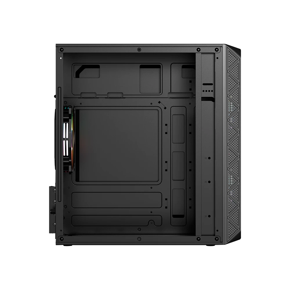 Gabinete Mini Torre | Doom Pro Crystal GI730 | Max MB Mini-ATX Micro-ATX Fuente ATX 600 W | 1x USB 3.0 + 1x USB 2.0 + 3xFan FRGB | Panel Izq Cristal + Frente Cristal | Negro