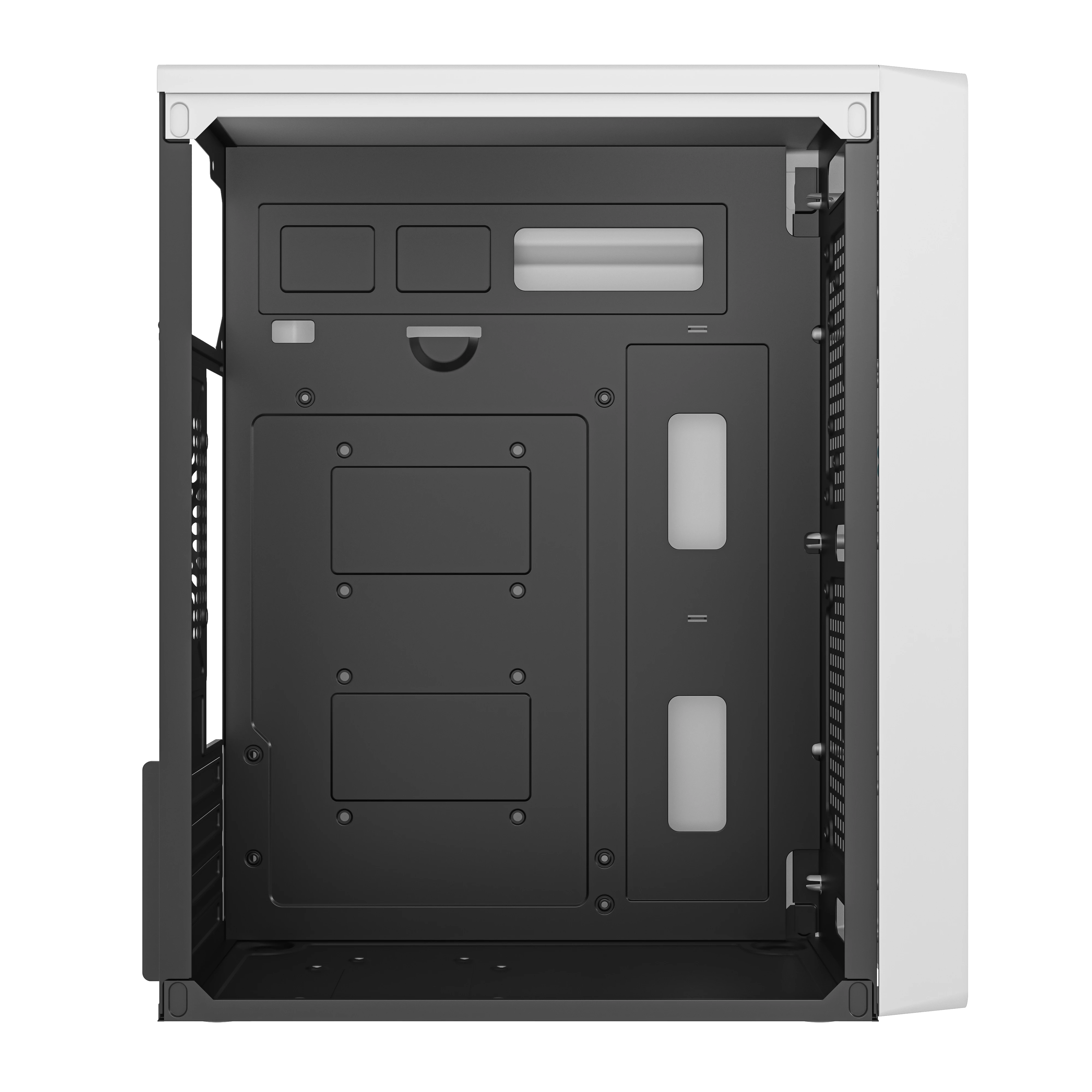 Gabinete Compacto Mini Torre | Kioto GC220 | Max MB M-ATX + Fuente ATX 500 W | 2x USB 2.0 + Panel Izq Acrilico + Frente Solido | Blanco