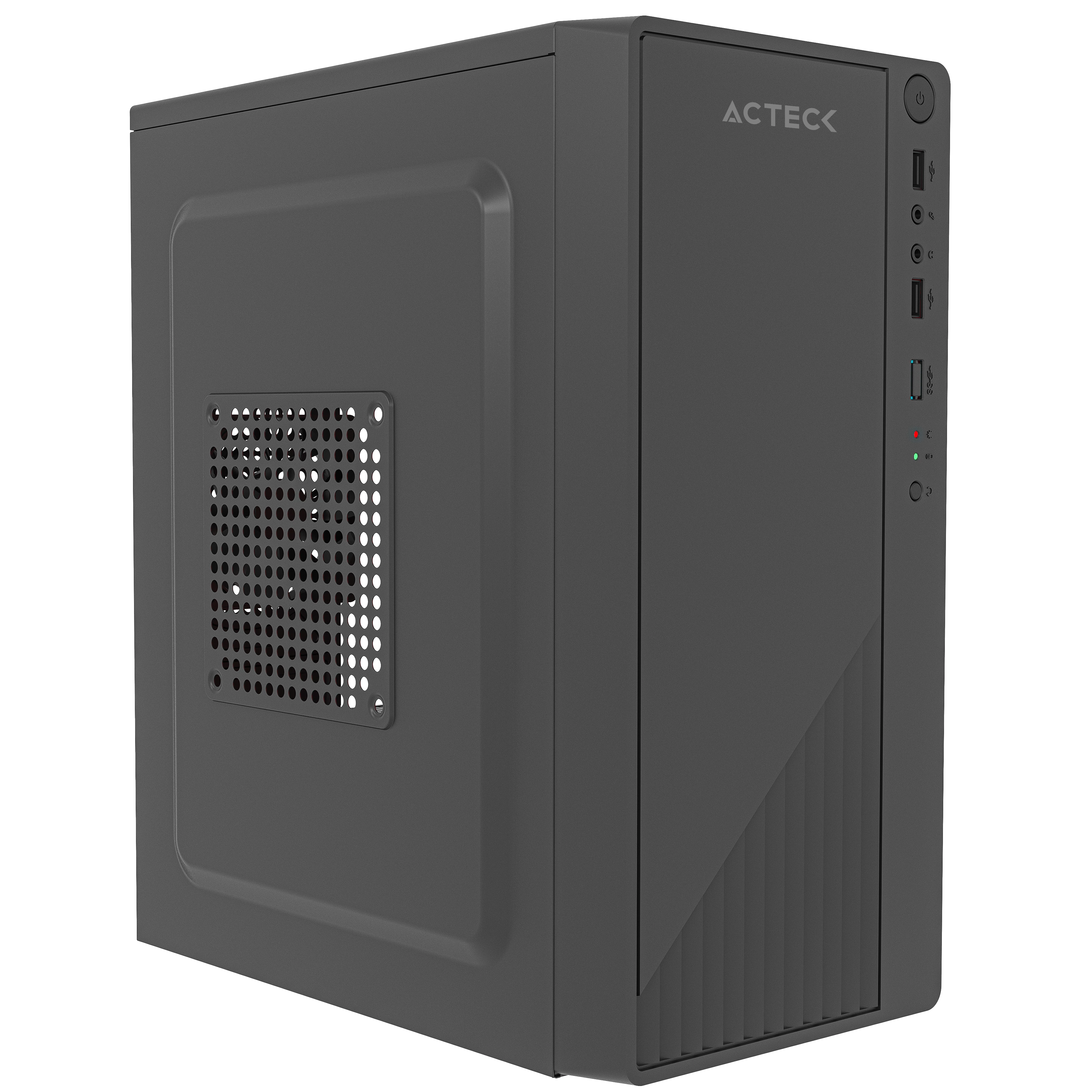 Gabinete Compacto Mini Torre | Kioto GC220F | Max MB M-ATX Fuente ATX 500 W | 2x USB 2.0 + Full Metalico + Frente Solido | Negro