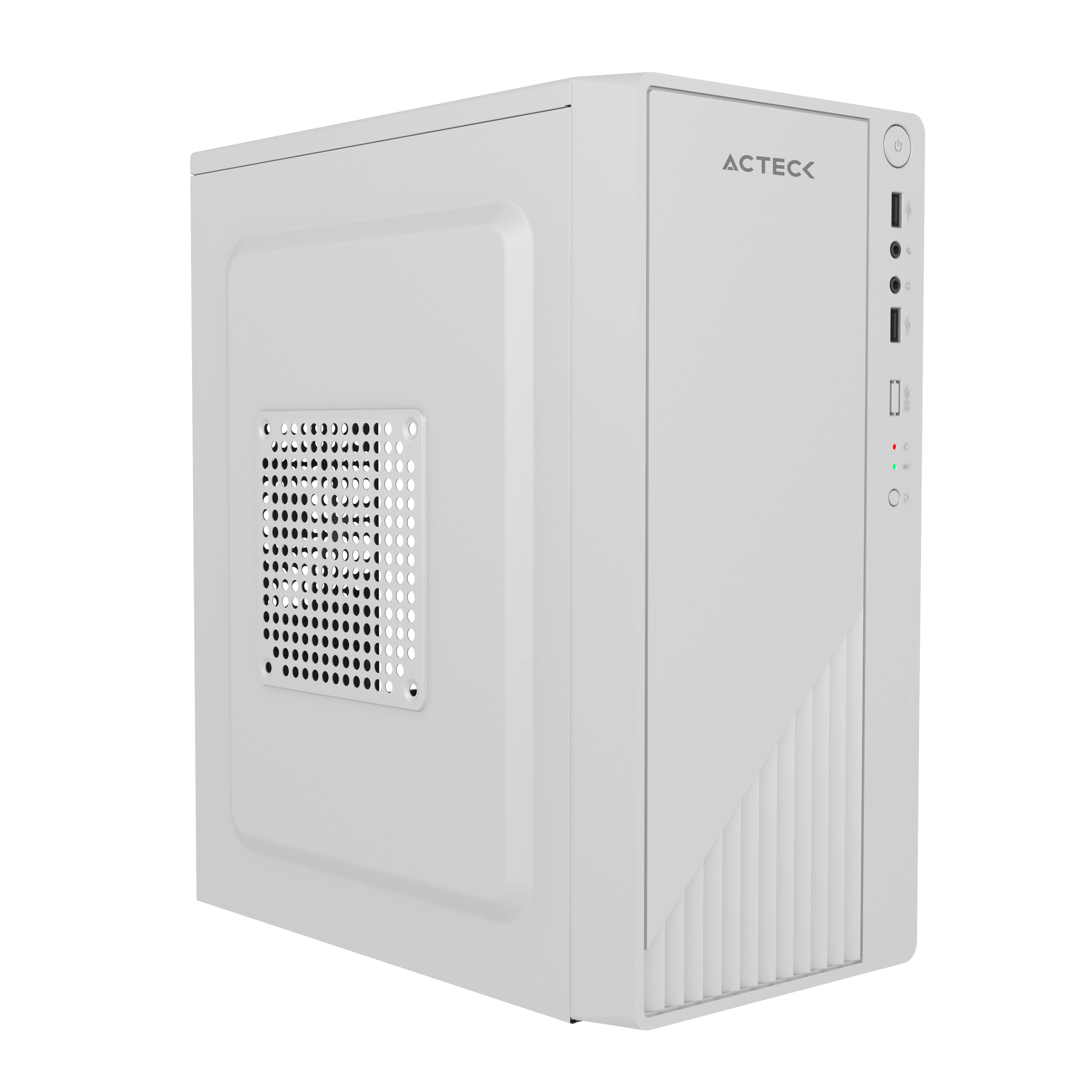 Gabinete Compacto Mini Torre | Kioto GC220F | Max MB M-ATX Fuente ATX 500 W | 2x USB 2.0 + Full Metalico + Frente Solido | Blanco