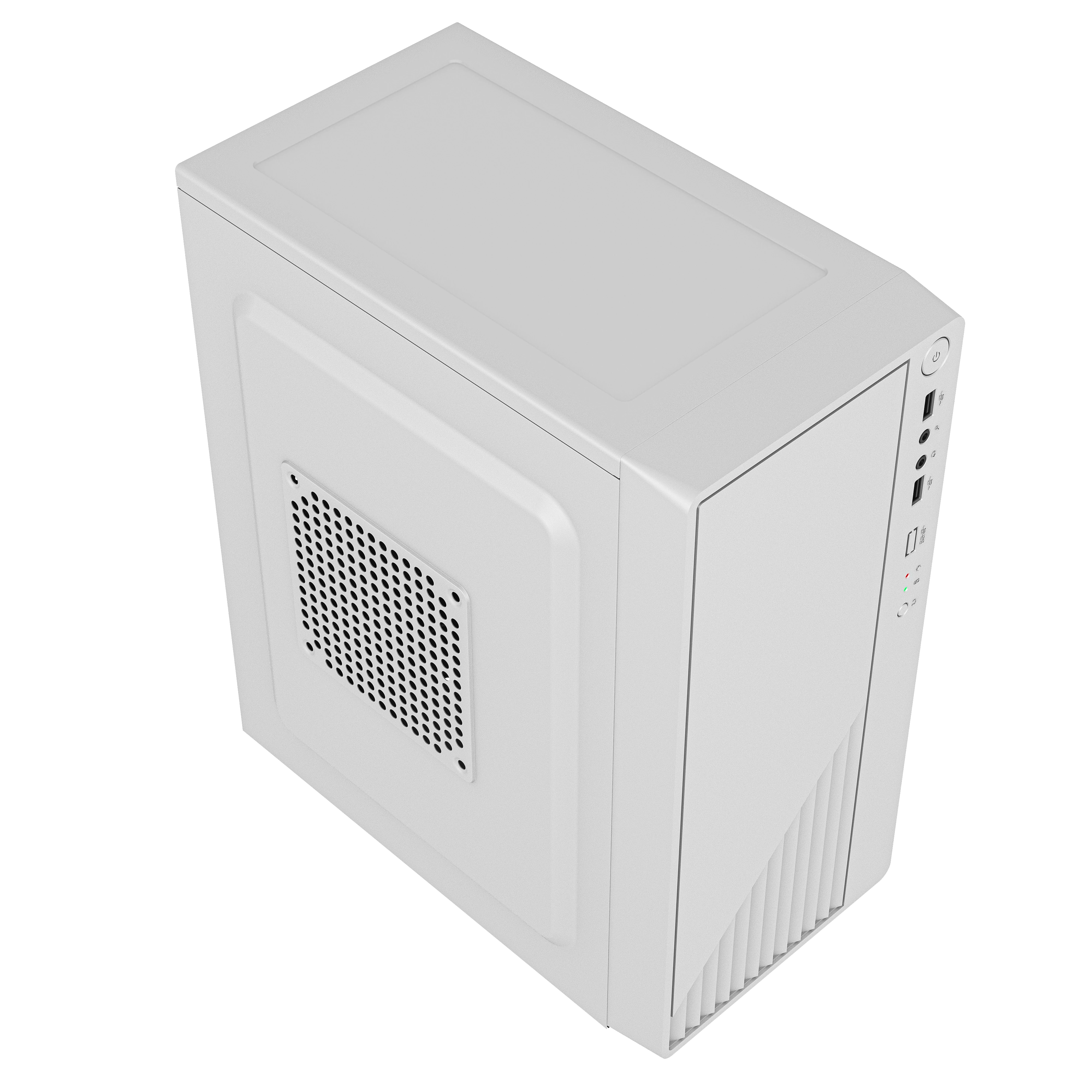 Gabinete Compacto Mini Torre | Kioto GC220F | Max MB M-ATX Fuente ATX 500 W | 2x USB 2.0 + Full Metalico + Frente Solido | Blanco