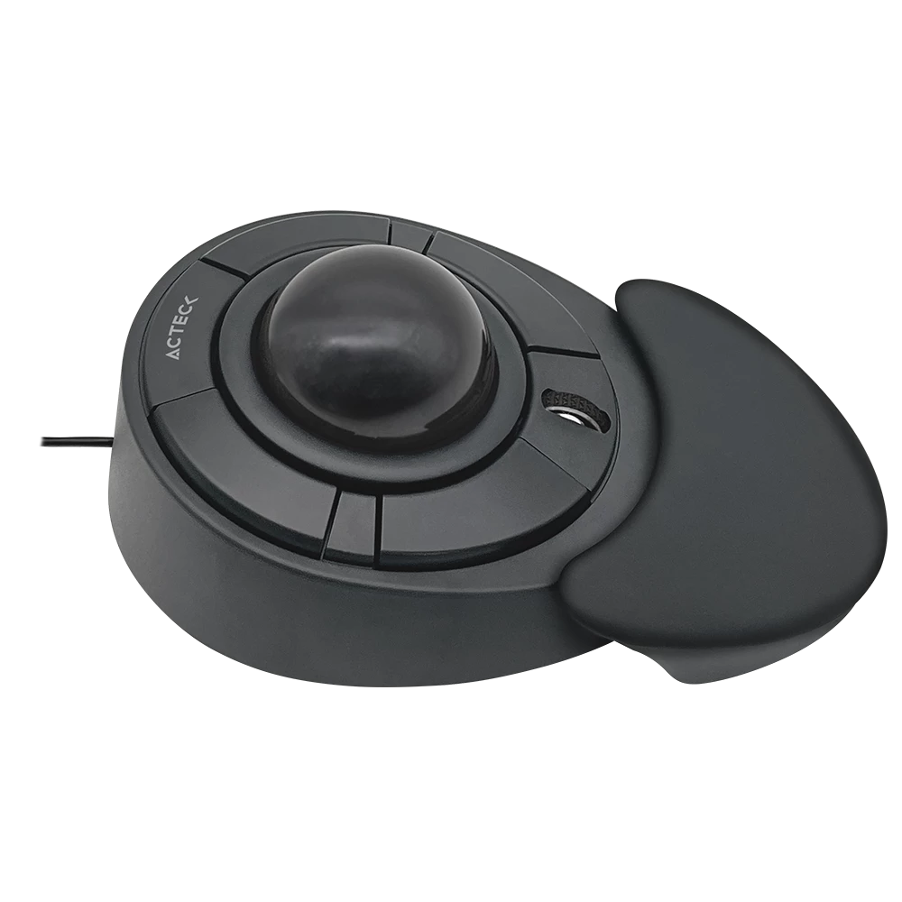 Mouse Ergonómico TrackBall | Virtuos Art X MI787 Alámbrico | Rueda de desplazamiento central + Reposa manos desmontable + Botones avance y retroceso + Conexión USB A | Elite Negro