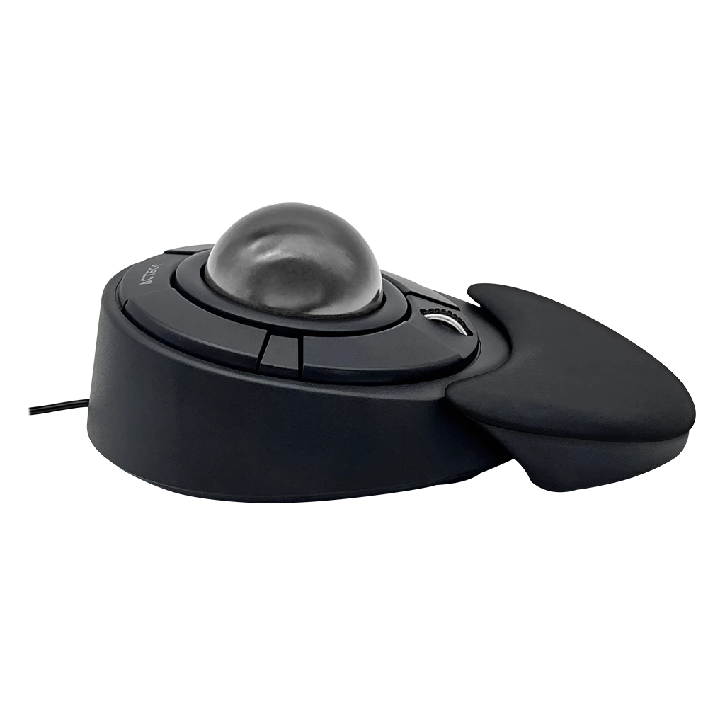 Mouse Ergonómico TrackBall | Virtuos Art X MI787 Alámbrico | Rueda de desplazamiento central + Reposa manos desmontable + Botones avance y retroceso + Conexión USB A | Elite Negro