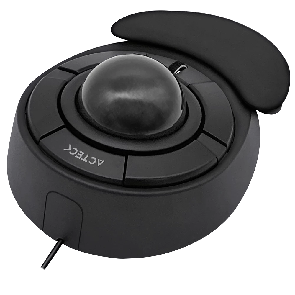 Mouse Ergonómico TrackBall | Virtuos Art X MI787 Alámbrico | Rueda de desplazamiento central + Reposa manos desmontable + Botones avance y retroceso + Conexión USB A | Elite Negro