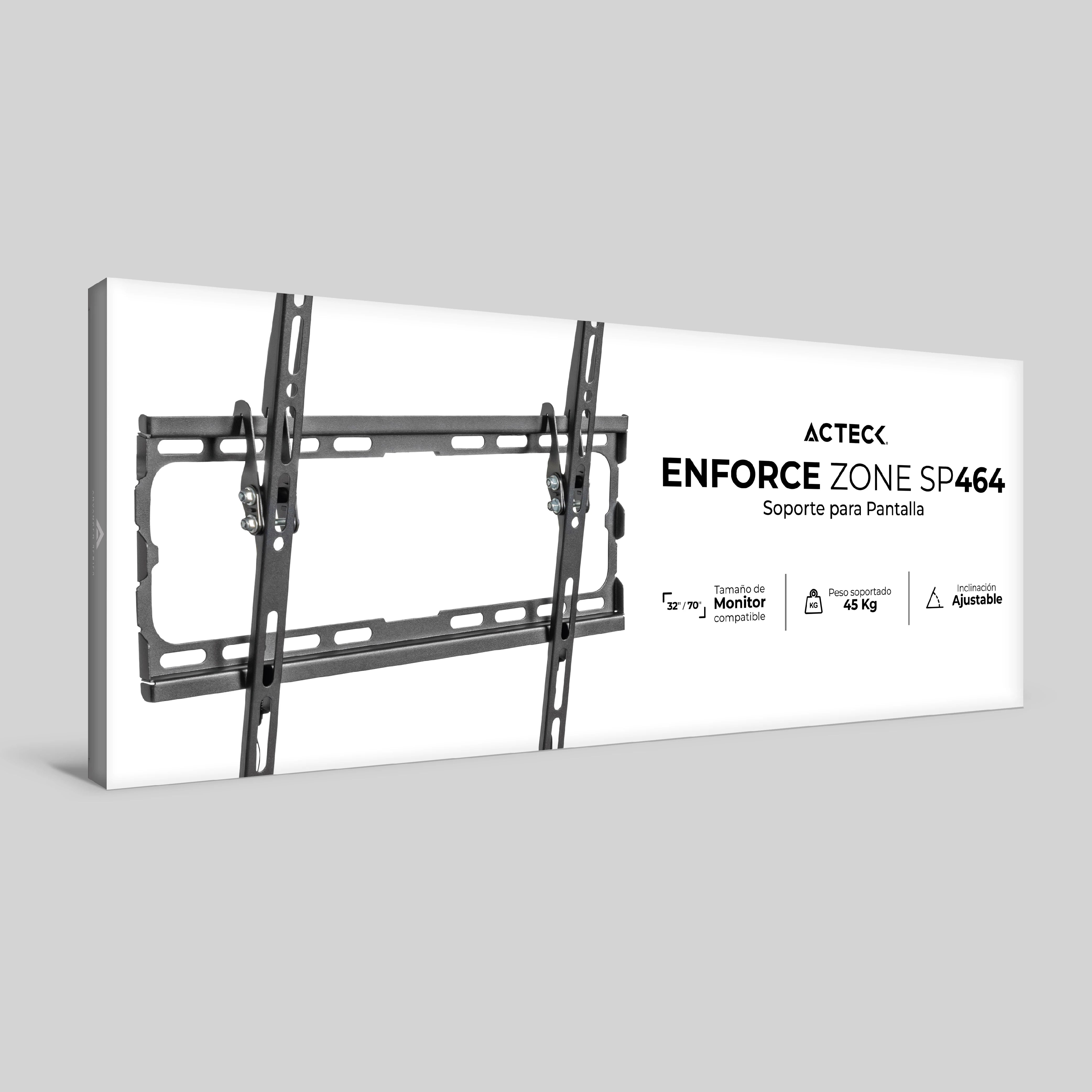 Soporte de Pared Ultra Delgado Fijo e Inclinable para Pantallas de 32" - 70" | Enforce Zone SP464 | Soporta 45 kg + Soporte VESA 400 x 400 + Inclinacion 8°  | Advanced Series | Negro