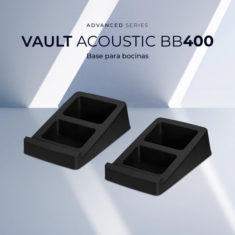 Bases para Bocinas de Escritorio | Vault Acoustic BB400 | Mejora la acustica + Inclinacion de 15° + Aisla la vibracion |  Advanced Series | Negro