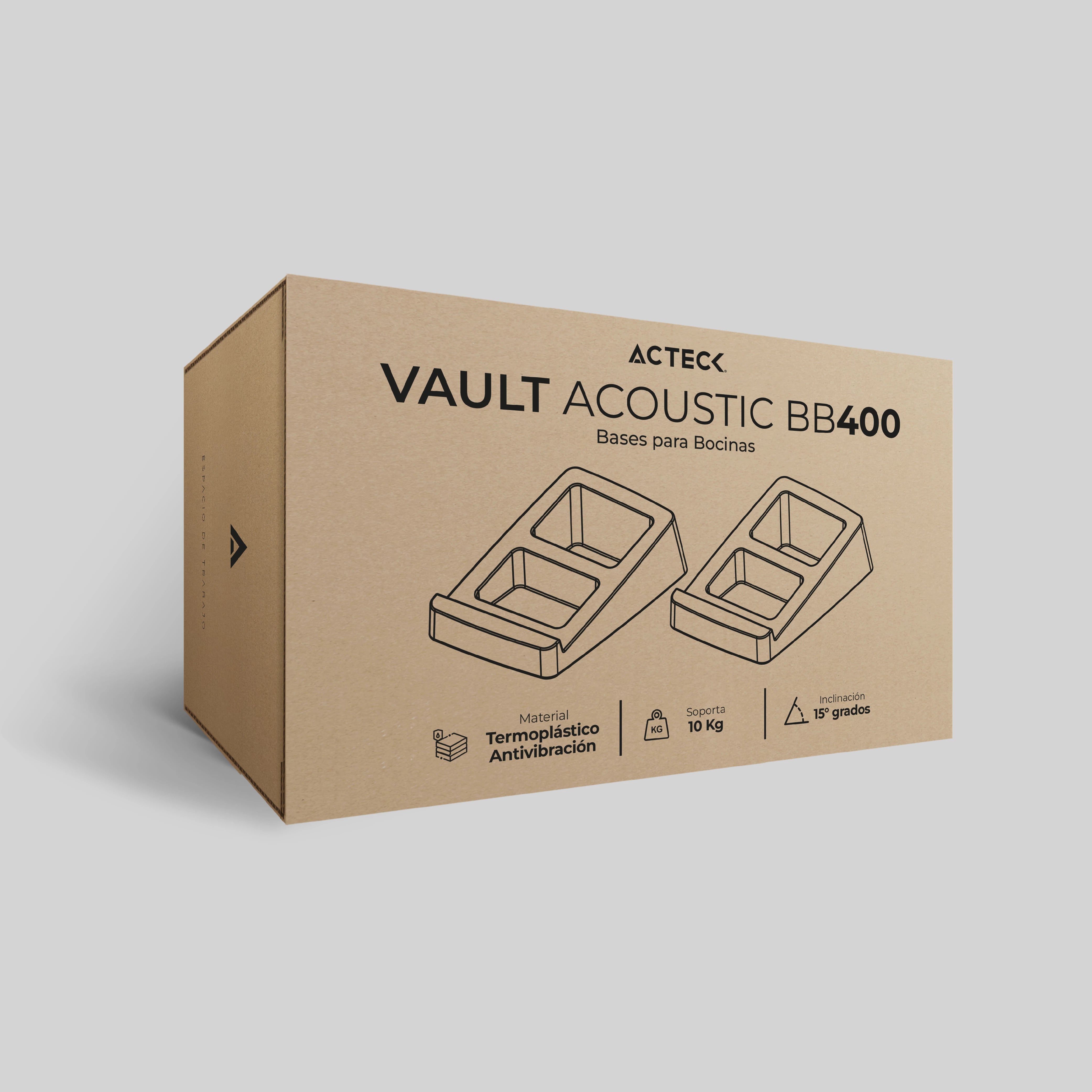 Bases para Bocinas de Escritorio | Vault Acoustic BB400 | Mejora la acustica + Inclinacion de 15° + Aisla la vibracion |  Advanced Series | Negro