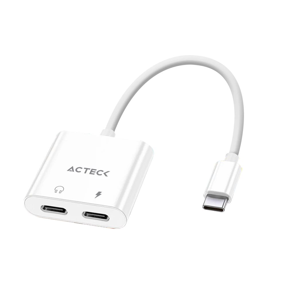 Adaptador USB C 3.1 a 2 USB C | Shift Plus AA415 | Para Audio y Carga simultaneamente | Macho a 2x Hembra | Advanced Series | Blanco