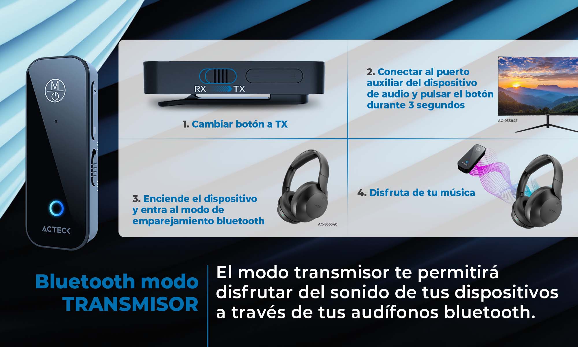 Receptor fashion bluetooth para audifonos