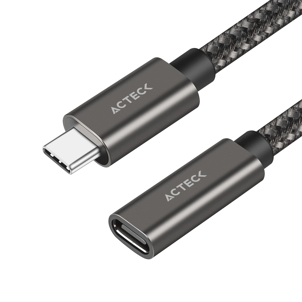 Cable Extencion USB C a Conector USB C V3.0 | Linx Plus CE414 | Carga Ultra Rápida + 60 W + 60 cm Nylon Trenzado + Macho a Hembra | Advanced Series | Negro