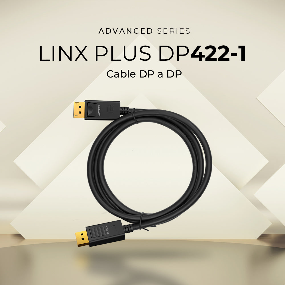 Cable DP a DP | Linx Plus DP422-1 | 4K  + 60Mhz  + 2160p + 1 metro +  Macho a Macho | Advanced Series | Negro