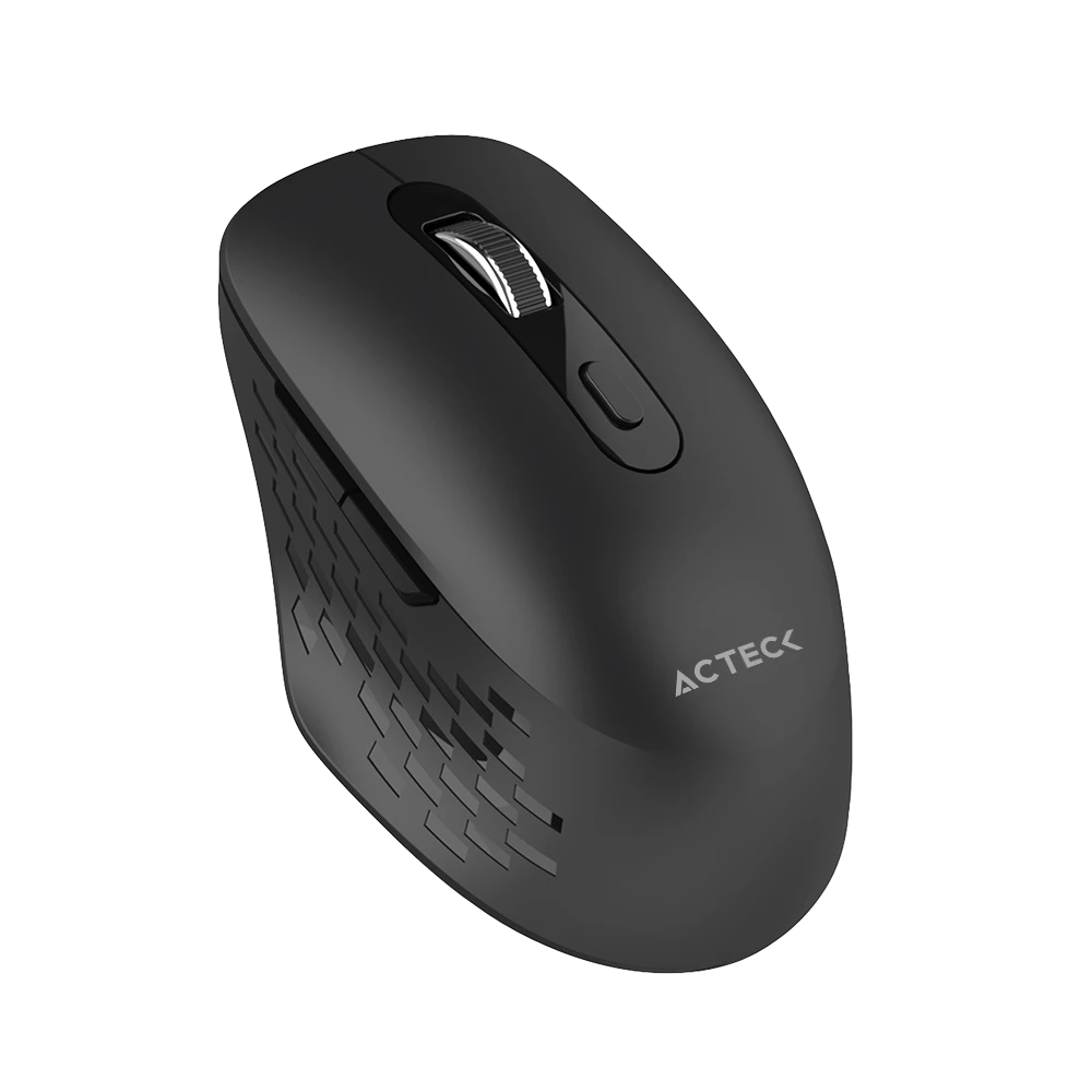 Mouse Confortable y Elegante | Optimize Flow MI480 | Inalámbrico + 2.4 MHz + 1600 DPI + 6 Botones + Batería 2x AAA Incluida | Advanced | Negro