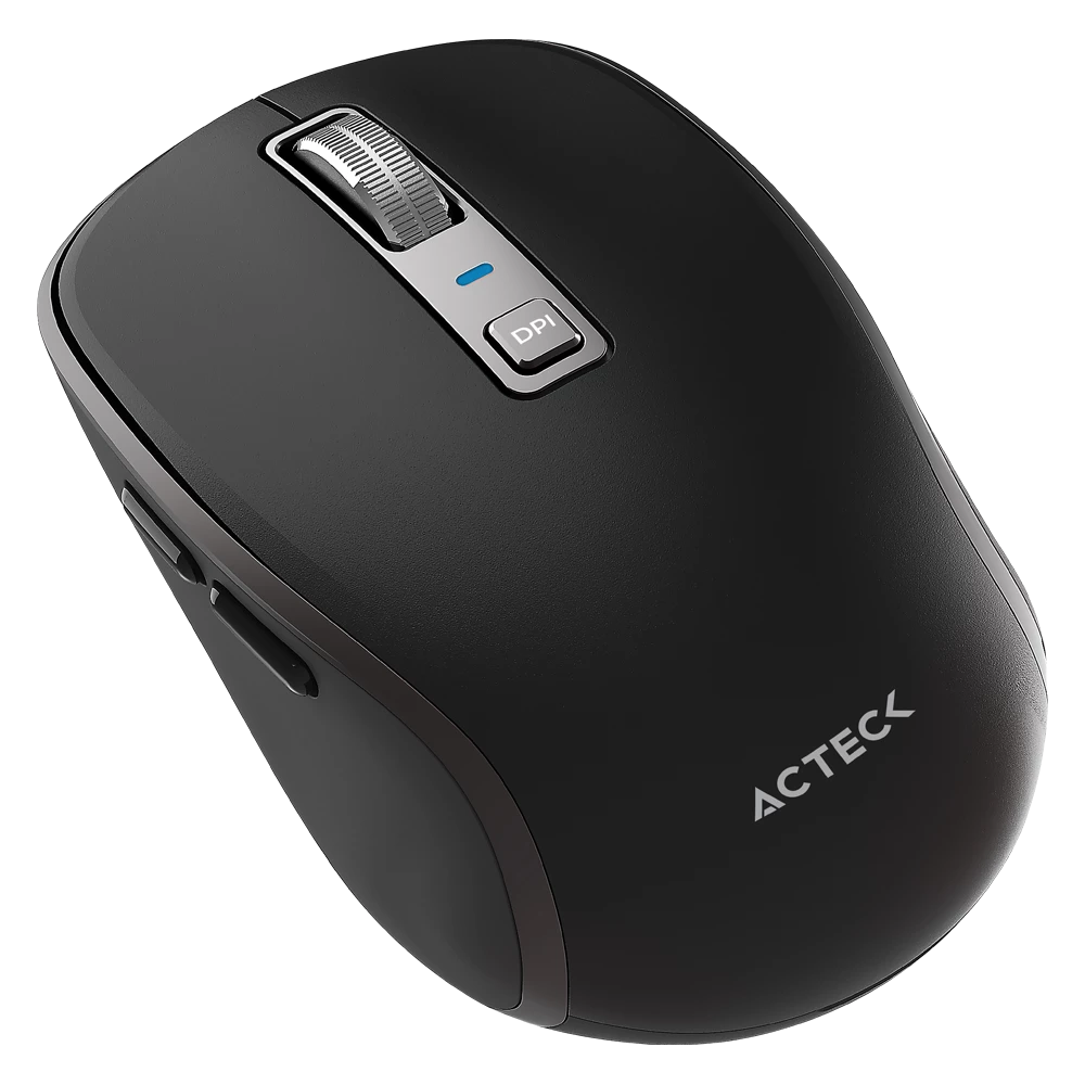 Mouse Ultra Portable Multidispositivo | Optimize Trip Pro MI580 Inalámbrico | 2.4 MHz + Bluetooth | 1600 DPI | 7 Botones | Recargable + USB-C | Elite | Negro