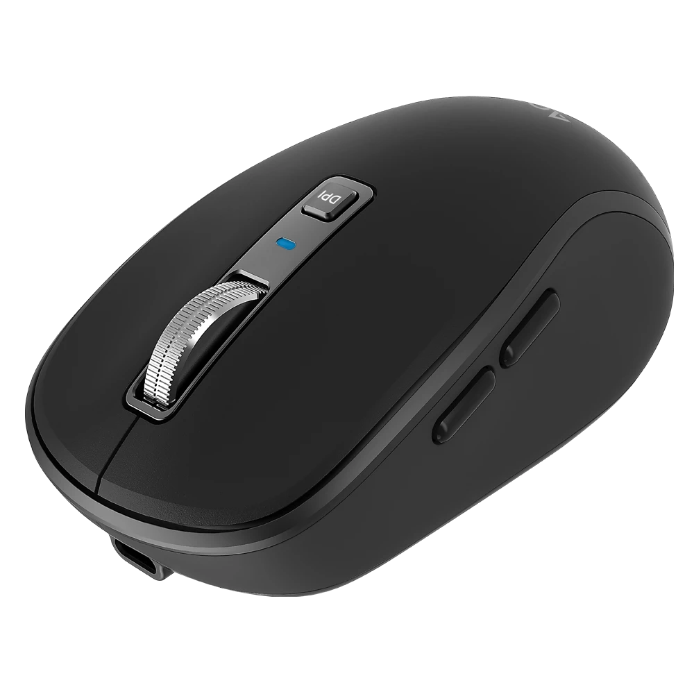 Mouse Ultra Portable Multidispositivo | Optimize Trip Pro MI580 Inalámbrico | 2.4 MHz + Bluetooth | 1600 DPI | 7 Botones | Recargable + USB-C | Elite | Negro