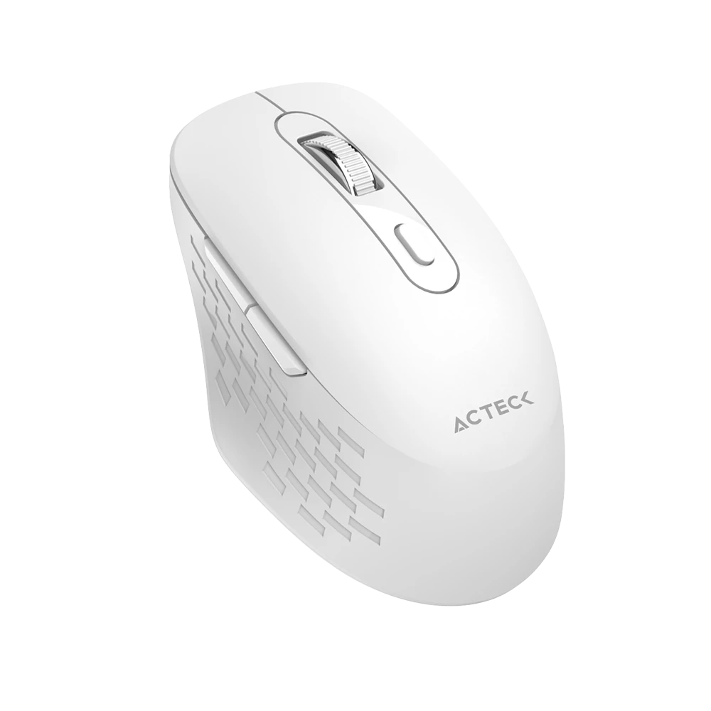 Mouse Confortable y Elegante | Optimize Flow MI480 | Inalámbrico + 2.4 MHz + 1600 DPI + 6 Botones + Batería 2x AAA Incluida | Advanced | Blanco