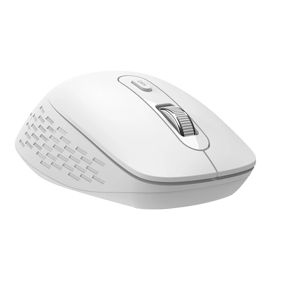 Mouse Confortable y Elegante | Optimize Flow MI480 | Inalámbrico + 2.4 MHz + 1600 DPI + 6 Botones + Batería 2x AAA Incluida | Advanced | Blanco