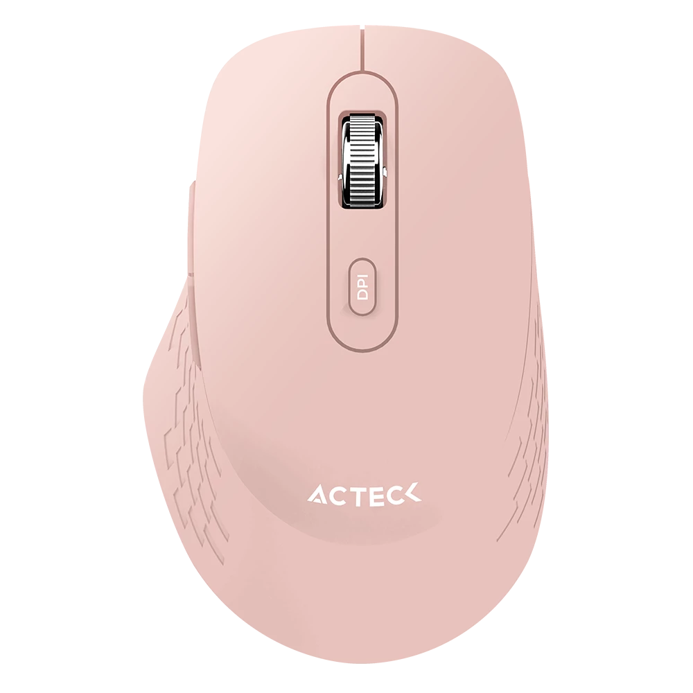 Mouse Confortable y Elegante | Optimize Flow MI480 | Inalámbrico + 2.4 MHz + 1600 DPI + 6 Botones + Batería 2x AAA Incluida | Advanced | Rosa