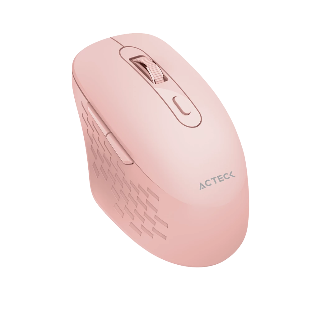 Mouse Confortable y Elegante | Optimize Flow MI480 | Inalámbrico + 2.4 MHz + 1600 DPI + 6 Botones + Batería 2x AAA Incluida | Advanced | Rosa