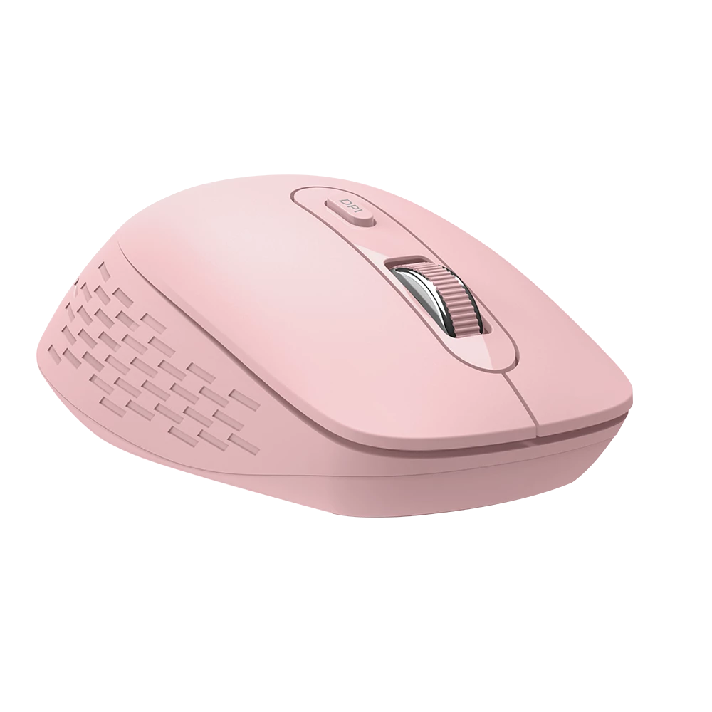 Mouse Confortable y Elegante | Optimize Flow MI480 | Inalámbrico + 2.4 MHz + 1600 DPI + 6 Botones + Batería 2x AAA Incluida | Advanced | Rosa