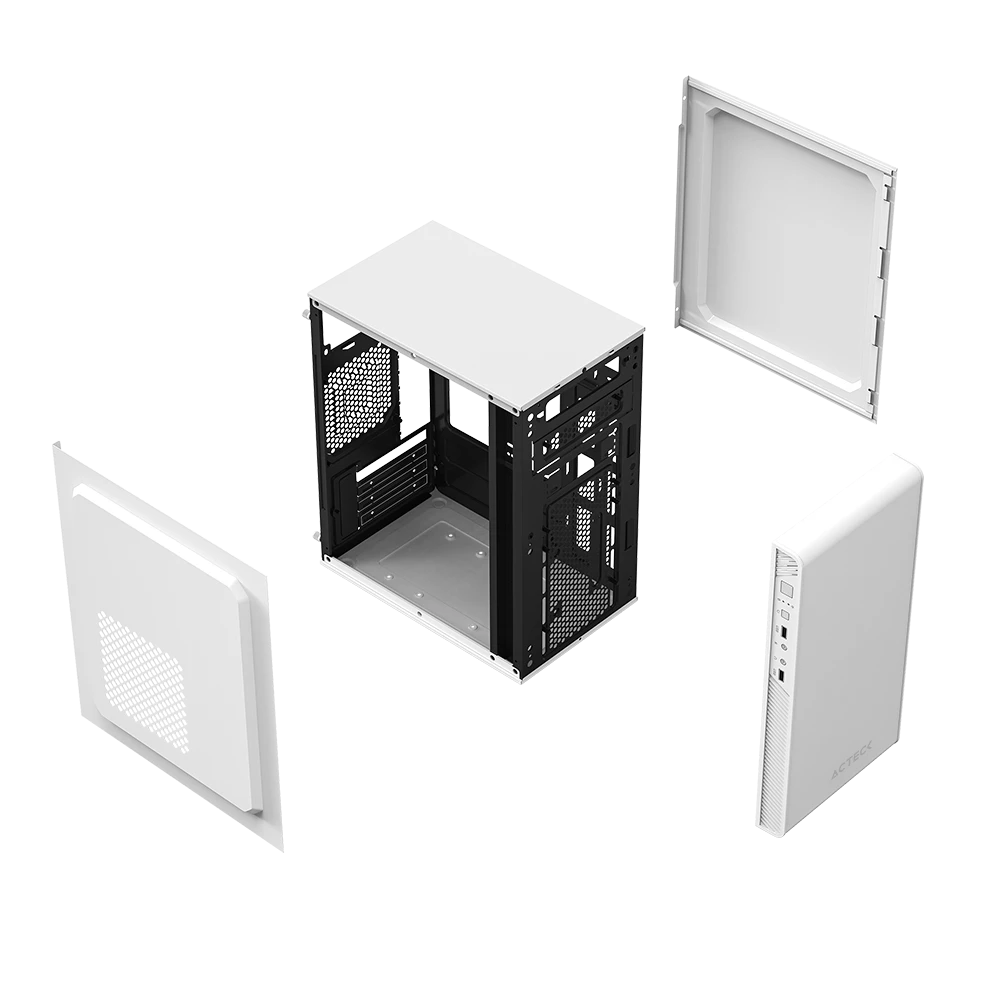 Gabinete Mini Torre | Performance II GI215 | Max MB M-ATX Fuente ATX 500 W | 2x USB 2.0 | Full Metálico + Frente Solido | Blanco