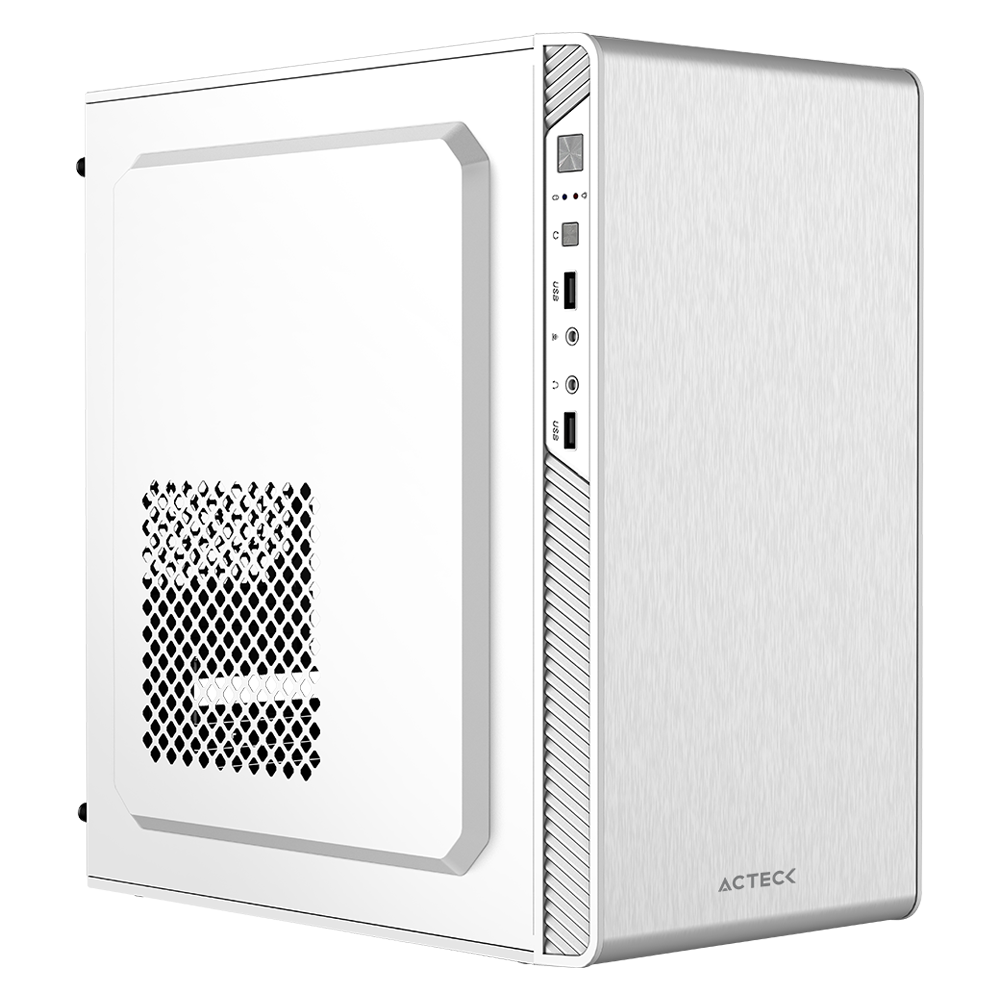 Gabinete Mini Torre | Performance II GI215 | Max MB M-ATX Fuente ATX 500 W | 2x USB 2.0 | Full Metálico + Frente Solido | Blanco