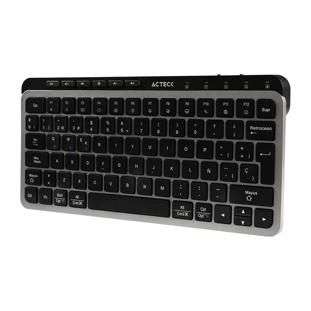 Teclado Multidispositivo | Inspire Krea TI750  | 2.4 MHz + 2 modos BT  | Tamaño 65% | Teclas de Membrana Tipo Tijera + Perfil Delgado + Teclas Multimedia |  Recargable  | Elite Negro-Gris